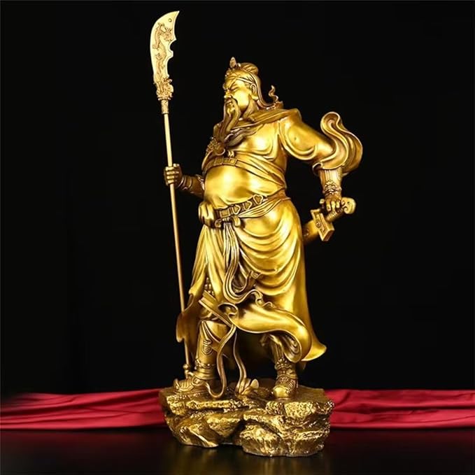 burid Pure Copper Chinese Feng Shui Guan Gong Statue God of Wealth Home and Office Decoration Wu God of Wealth Guan Yu Statue Best Furnishings Gifts, 41*18*62CM，9.5KG