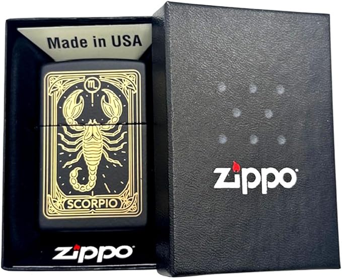 Zippo Lighter - Personalized Custom Message Engraved on Backside Zodiac, Horoscope Signs (Scorpio)