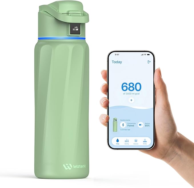 BOOST Smart Water Bottle with Reminder & Tracker, Double Wall Vacuum Insulated Bottles Stainless Steel, 32oz BPA-Free Wide Mouth for Gym, Office, School, Ideal Gift for Christmas, New Year