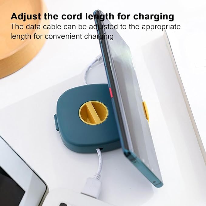 Phone Cord Organizer - 2 In 1 Wire Holder With Integrated Phone Stand, Portable Cable Management System, USB Earphones Laptop Charger Holder For Daily Travel Office Work, Airplane