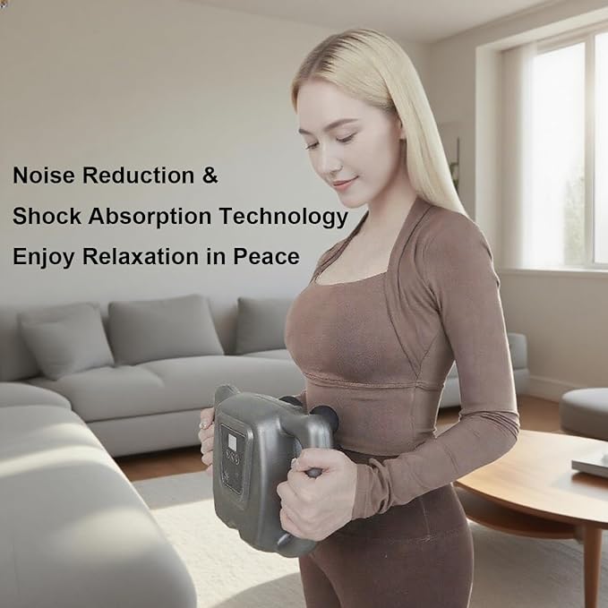 Quiet Deep Tissue Massage Gun for Muscle Relief, 16-Head Back Massager with Pure Copper Motor, Low-Noise Percussion Muscle Massager for Neck, Shoulder & Legs