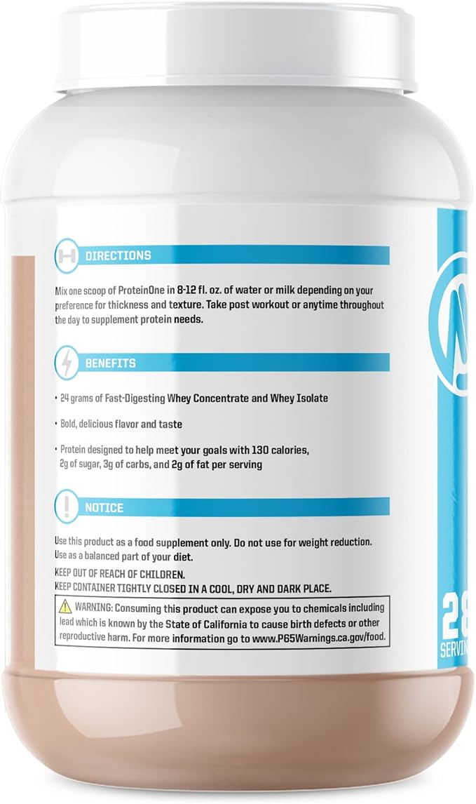 NutraOne ProteinOne Whey Protein Promote Recovery and Build Muscle with a Protein Shake Powder for Men & Women (Gourmet Chocolate, 2 LB)