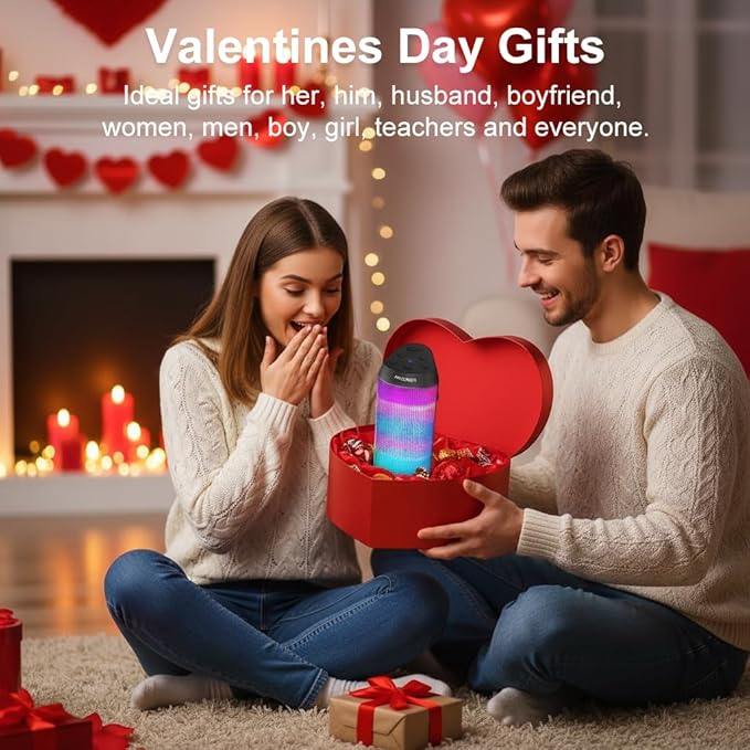 Bluetooth Speaker with Lights, Portable Wireless, Powerful Stereo Sound, IPX4 Waterproof, Up to 24H Playtime, TWS Surround Pair, BT5.3,for Home/Outdoor/Party/Camping, Electronic Gadgets, Birthday Gift