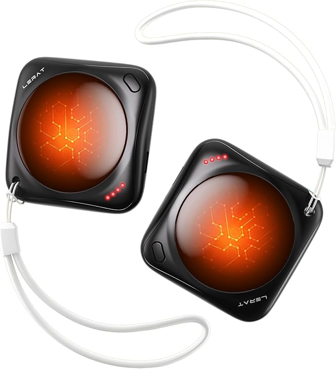 Lerat Hand Warmers Rechargeable, 2 Pack Electric Hand Warmers, Reusable Portable Pocket Heater