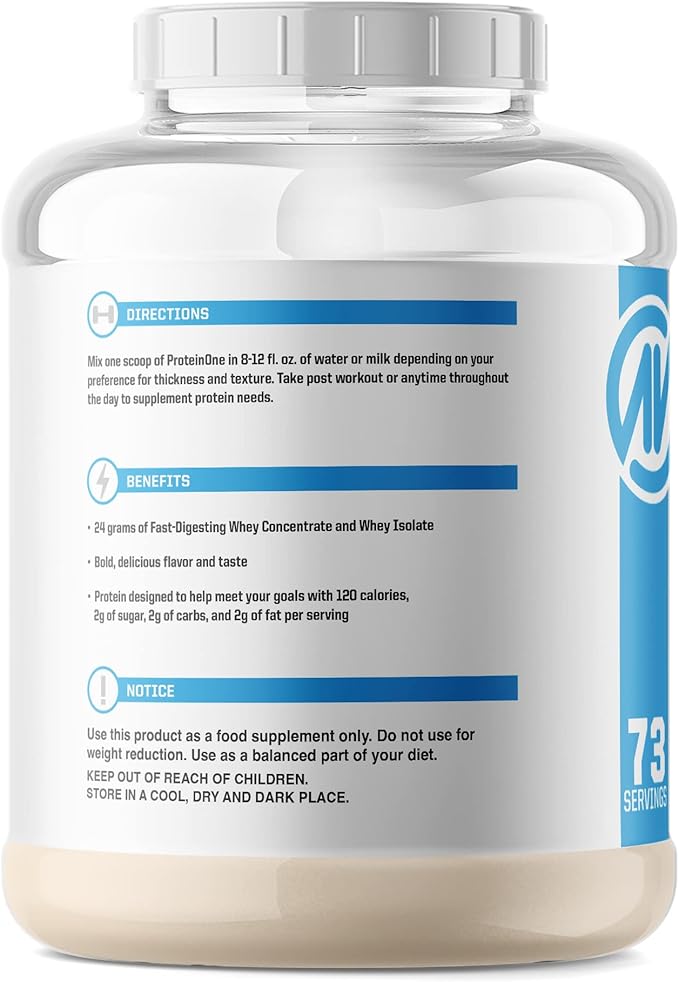 NutraOne ProteinOne Whey Protein Promote Recovery and Build Muscle with a Protein Shake Powder for Men & Women (Vanilla Ice Cream - 5 lbs.)