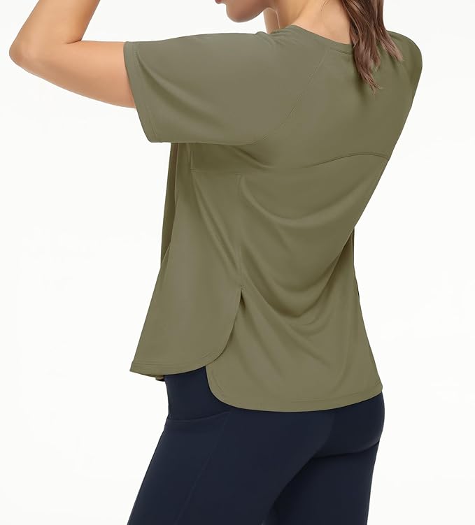 THE GYM PEOPLE Women's Short Sleeve Workout Shirts Breathable Yoga T-Shirts with Side Slits Athletic Tee Tops