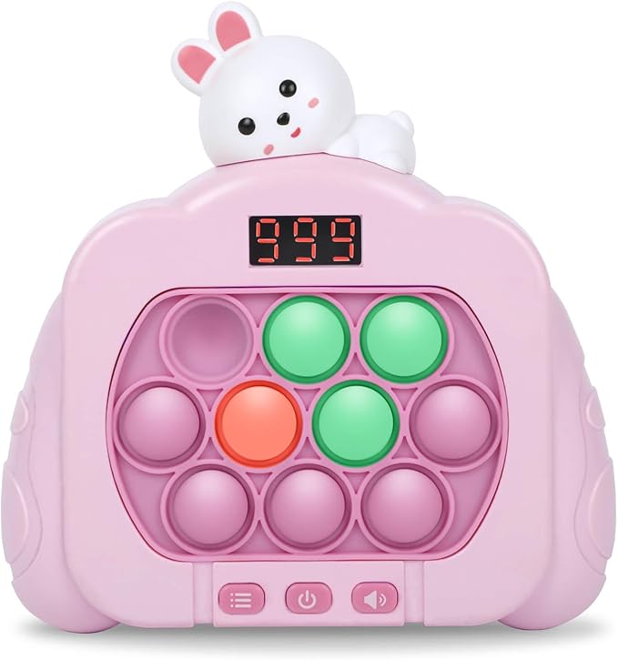 Quick Push Pop Fidget Toys for Kids & Adults, 12 Game Modes Upgraded Light Up Fast Push Bubble Handheld Toy, Stress Relief Party Favors, Christmas & Birthday Gifts for 3-12 (Rabbit)