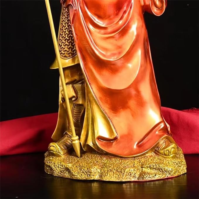 burid Pure Copper Chinese Feng Shui Guan Gong Statue God of Wealth Home and Office Decoration Wu God of Wealth Guan Yu Statue Best Furnishings Gifts