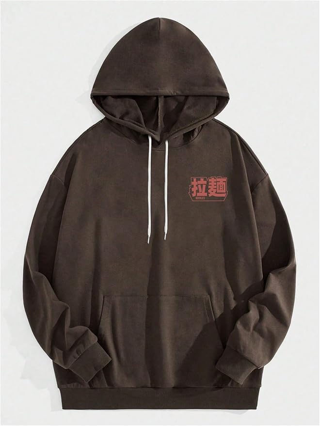 GORGLITTER Men's Graphic Hoodies Japanese Hoodie Top Oversized Long Sleeve Anime Pullovers Sweatshirts
