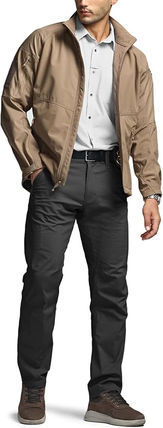 CQR Men's Tactical Softshell Jacket, Winter Warm Fleece Lined Coat, Water Resistant Outdoor Hunting Hiking Rain Windbreaker