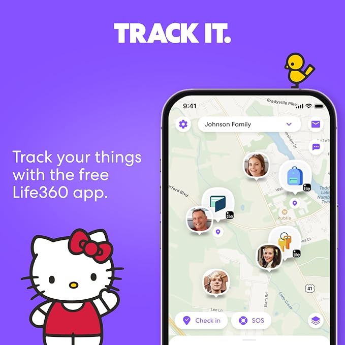 Tile by Life360 Starter Pack - Bluetooth Trackers and Item Finders for Keys, Wallets & More. Both iOS and Android Compatible. Phone Finder. 2-Pack, Mate/Slim (Tile x Hello Kitty: Rainy Day Adventures)