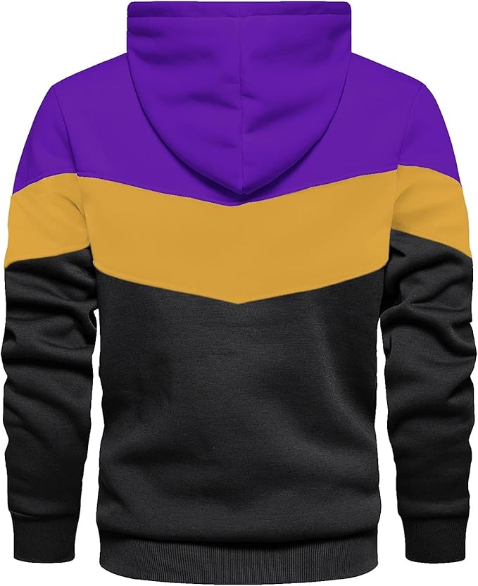 Gesean Men's Novelty Color Block Pullover Fleece Hoodie Long Sleeve Casual Sweatshirt with Pocket