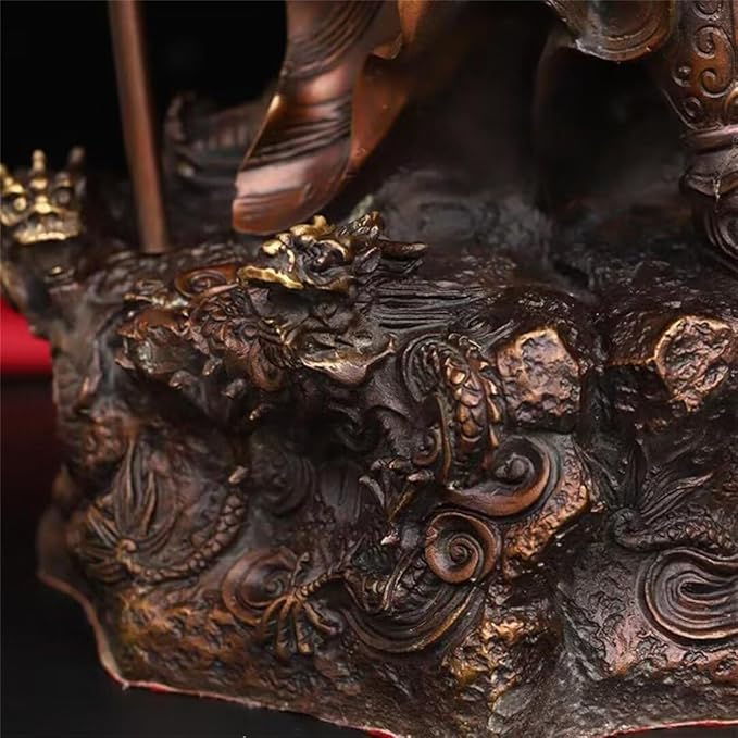 burid Pure Copper Chinese Feng Shui Guan Gong Statue God of Wealth Home and Office Decoration Wu God of Wealth Guan Yu Statue Best Furnishings Gifts, 15*13*32CM，2.5KG