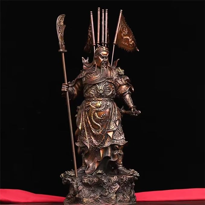 burid Pure Copper Chinese Feng Shui Guan Gong Statue God of Wealth Home and Office Decoration Wu God of Wealth Guan Yu Statue Best Furnishings Gifts