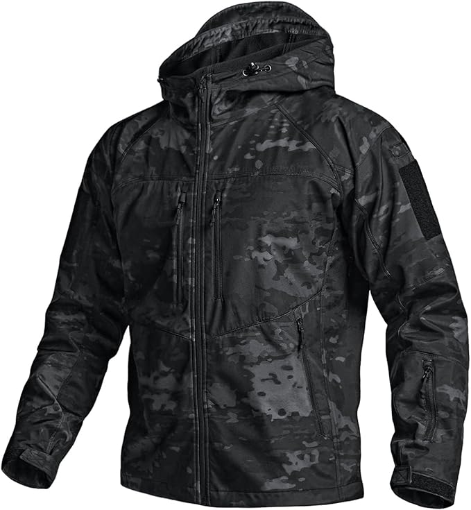 CQR Men's Tactical Softshell Jacket, Winter Warm Fleece Lined Coat, Water Resistant Outdoor Hunting Hiking Rain Windbreaker