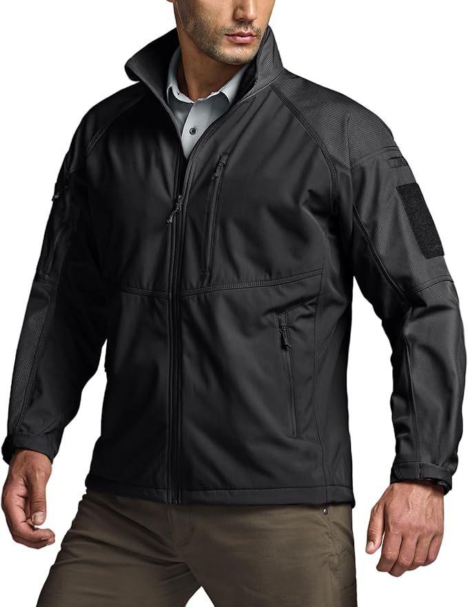 CQR Men's Tactical Softshell Jacket, Winter Warm Fleece Lined Coat, Water Resistant Outdoor Hunting Hiking Rain Windbreaker