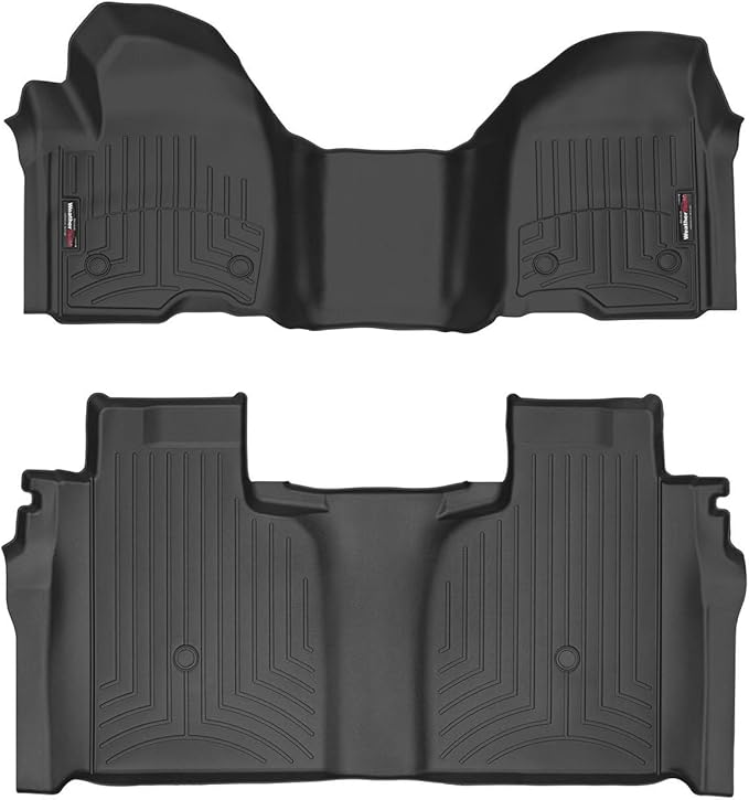 WeatherTech Custom Fit FloorLiners for Chevrolet Silverado 1500 LTD, Silverado 2500HD/3500HD, Sierra 2500HD / 3500HD - 1st Row (OTH) & 2nd Row (4414911-4414363), Black