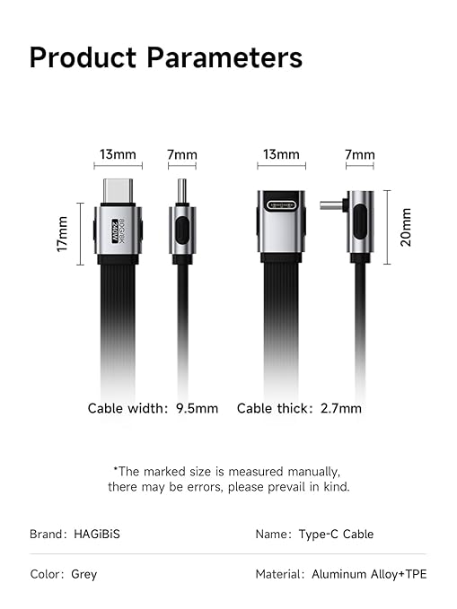 Hagibis USB4 Cable, 80Gbps Data Transfer, 240W Fast Charging USB-C Cable, 8K@60Hz USB 4 V2.0 Short Cable for iPhone 17 16 15 Pro Max, iPad Pro, Thunderbolt 5/4 (Middle 90 Degree, 1.6FT)