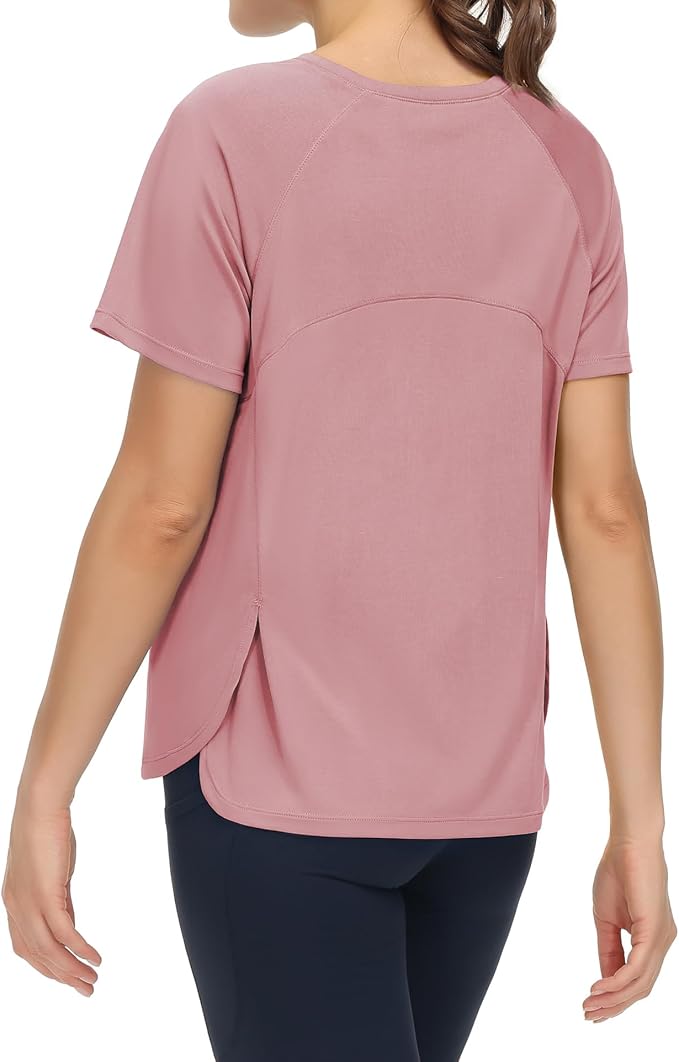 THE GYM PEOPLE Women's Short Sleeve Workout Shirts Breathable Yoga T-Shirts with Side Slits Athletic Tee Tops