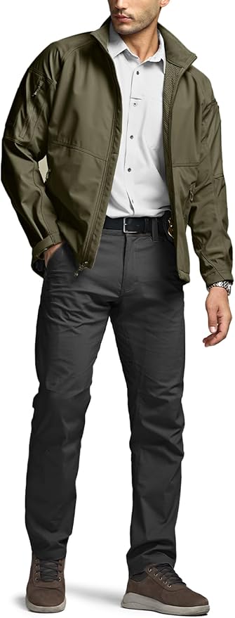 CQR Men's Tactical Softshell Jacket, Winter Warm Fleece Lined Coat, Water Resistant Outdoor Hunting Hiking Rain Windbreaker