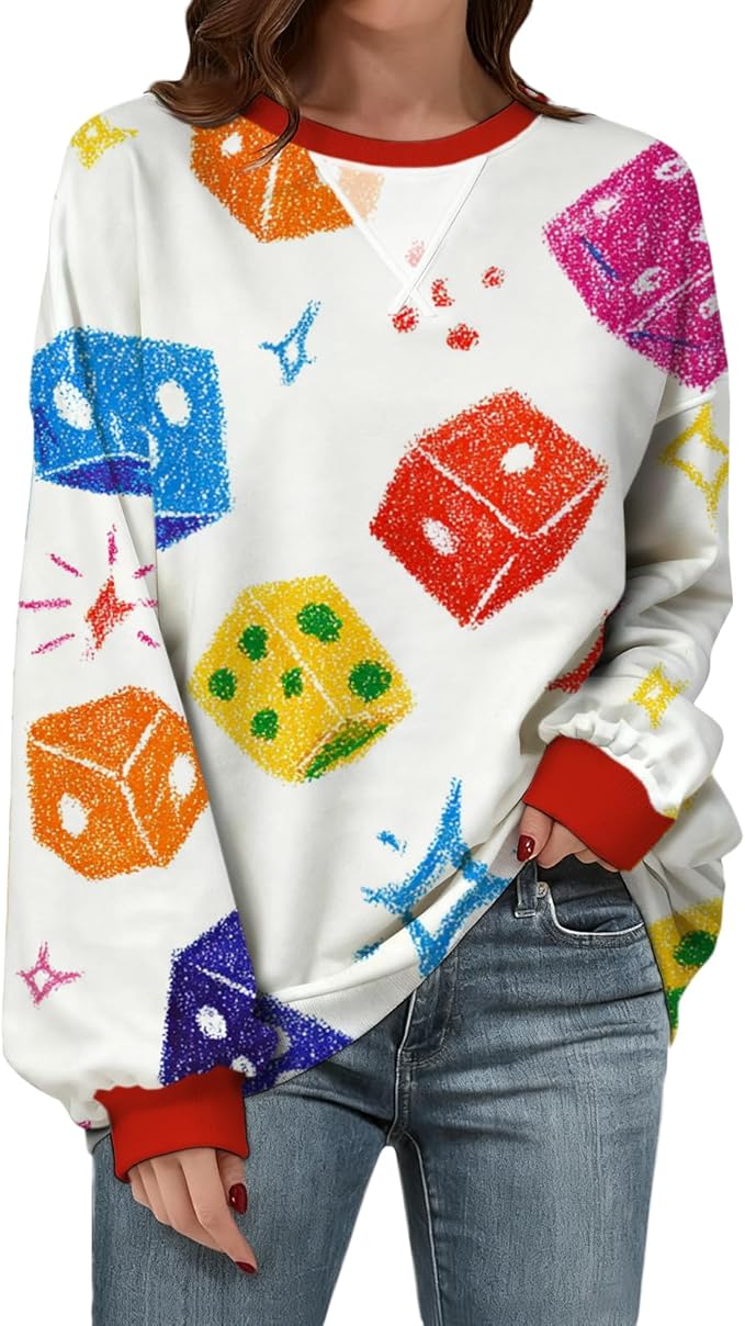Womens Sweatshirts Fahsion Floral Print Long Sleeve Comfy Fall Tops Oversized Casual Crewneck Pullover Shirts