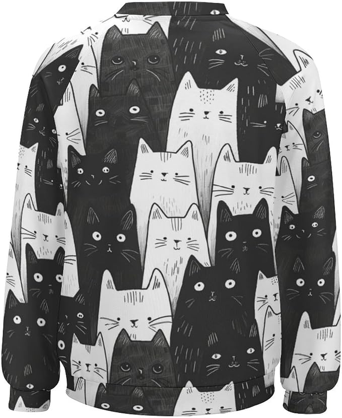Long Sleeve Shirt Women Fall Cat Print Funny Hide Belly Vacation Plus Size Ladies Hippie Dressy Sweaters