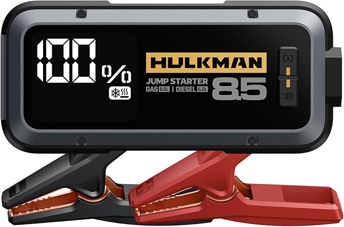 Hulkman Alpha85S,Space Gray, 2000A 74Wh Smart Jump Starter with -40℉ Start Tech, 12V Portable Car Battery Booster, 3.3" LED Display, USB-C Power Pack, Jumper Cables for up to 8.5L Gas/6.0L Diesel