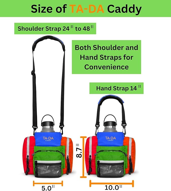 TA-DA Caddy Bag Everywhere you Go | Core Items are Bottle Phone Keys Wallets Etc., so Easy Access and more Convenient than Purse, Carrier, Crossbody, Messenger, Duffle, Fanny, Tote | W-7 H-10 L-10 |