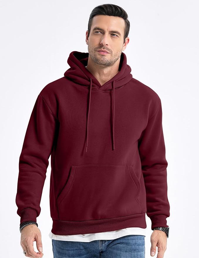 JMIERR Mens Casual Cotton Hooded Collar Drawstring Hoodies Pullover Sweatshirts Casual Long Sleeve Shirts