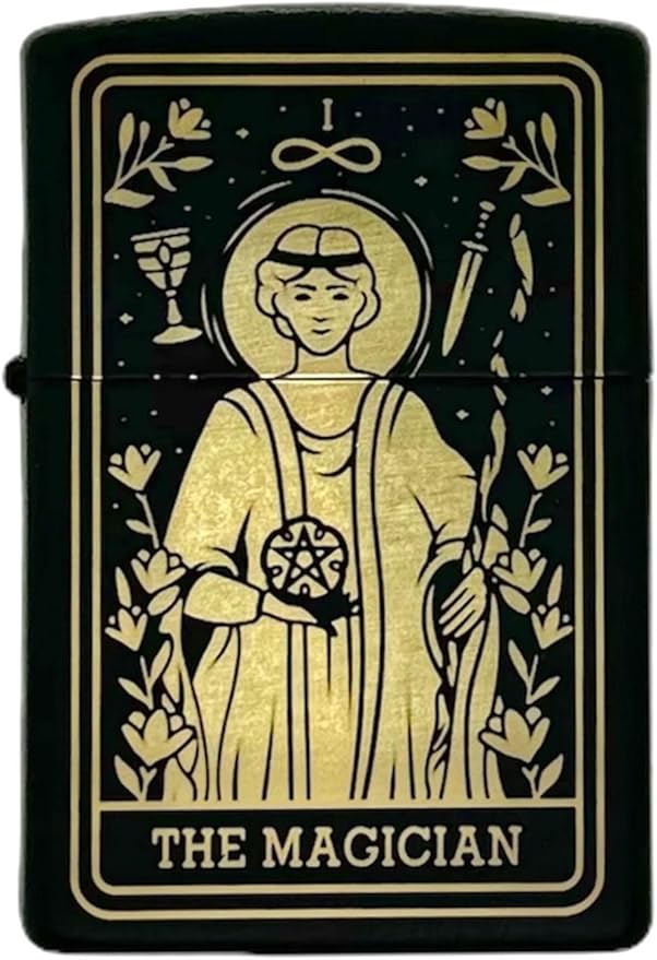 23 Custom Tarot Card - Major Arcana Card Laser Engraved Zippo Black Matt Windproof Lighter (The Magician)