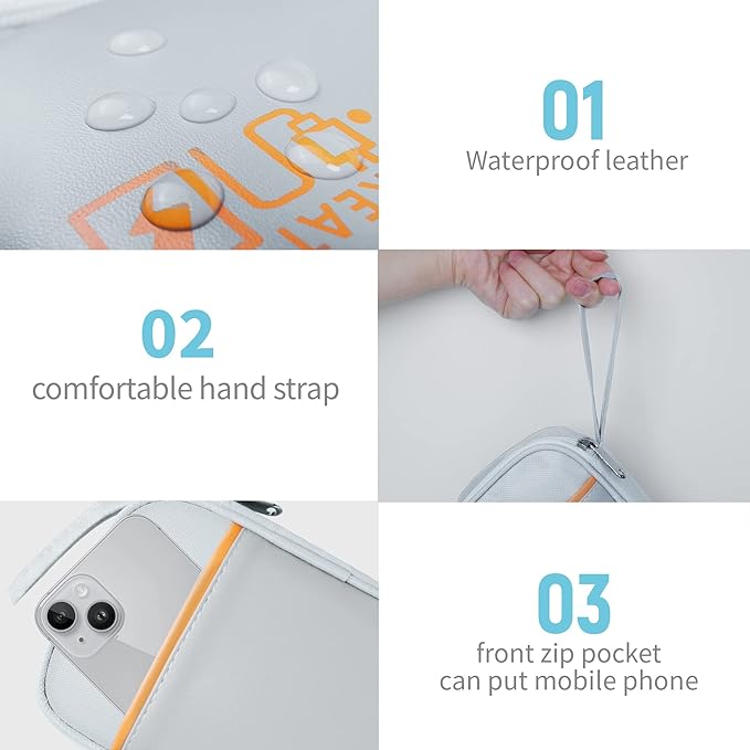 Electronics Travel Organizer,Portable Waterproof Electronic Travel Storage Bag for Small Charging Cord Storage,Charger,Small Electronics,SD Card etc,for Travel,Business -Grey