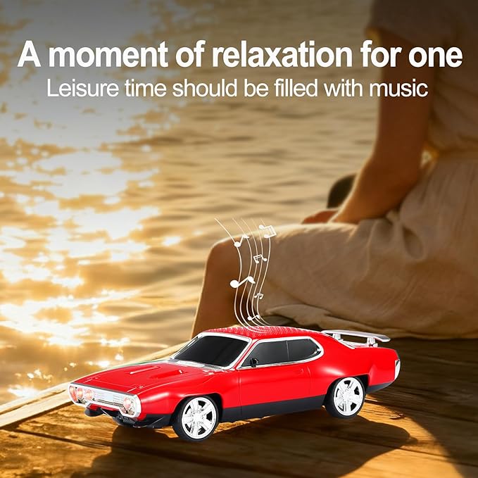 Retro Car Bluetooth Speaker with HD Stereo Sound, TWS Pairing, LED Party Lights, Built-in Microphone, Portable Wireless American Vintage-Style Bluetooth Speaker for Home, Office & Outdoor (Red)