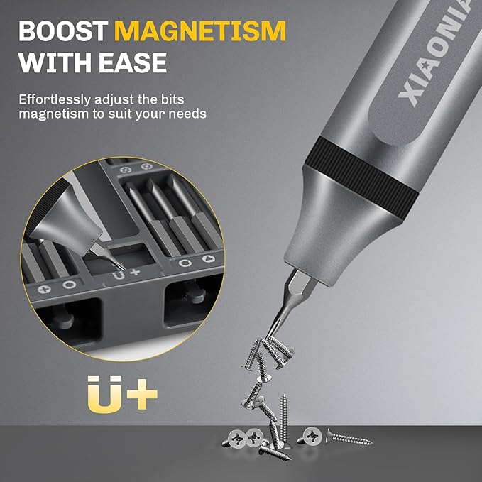 52 in 1 Electric Screwdriver Set,XIAONIAN 3.7V Mini Precision Screwdriver Set with 48 S2 Magnetic Bits,USB-C Charging Cable,LED Light,Small Repair Tool Kit for Phone,Watch,Eyeglasses,PC,Camera,Laptop