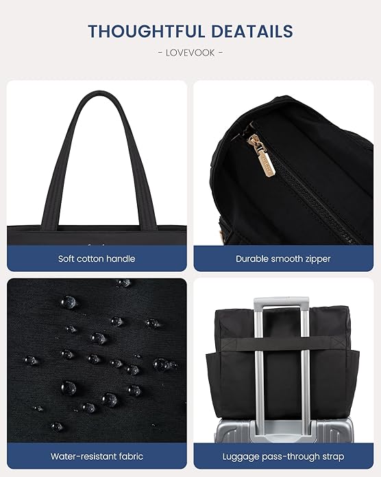 LOVEVOOK Tote Bag for Women,Light Puffer Tote Bag with Multi-pockets,Stylish Carry on Laptop Bags for Daily,Travel,Work,Gym | with Multi-pockets, Stylish, Carry on, for Daily, Travel, Work