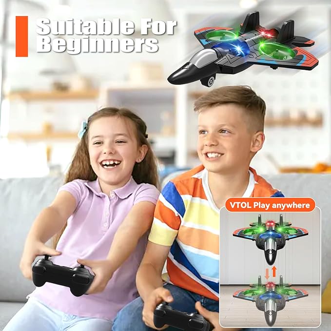 4DRC V32 Foam RC Planes with 3 Batteries, RC Planes for Kids Adults, RC Airplane Helicopter Drone Fighter Jet with Light, 360° Flip, Stunt Roll, Airplane Toy Gifts for Kids Boys Adults Beginners