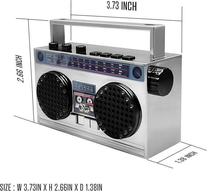 Portable Mini Bluetooth Wireless Speaker Retro Wearable Boombox, 27 Inch Necklace, FM Radio, On Board Buttons, Dual 6W Peek Power Micro Speakers, Long Lasting Battery