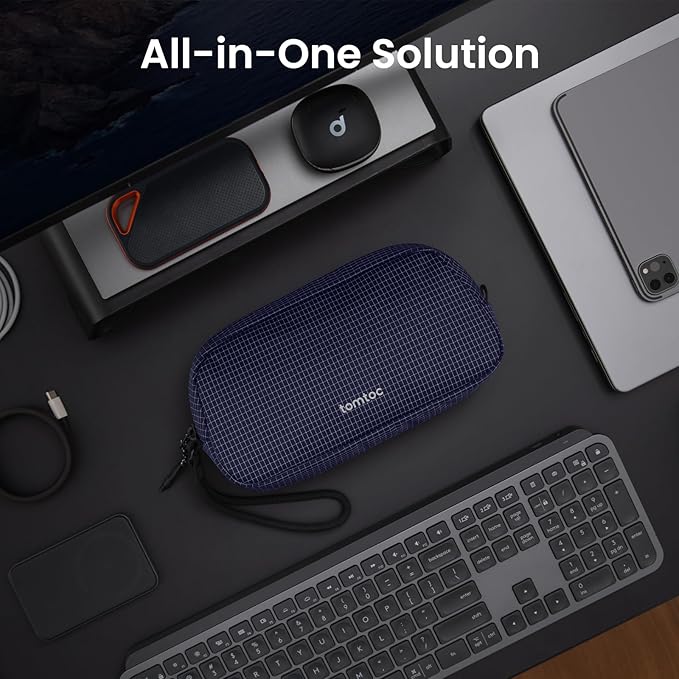 tomtoc Electronics Organizer Travel Case Performance, Water Resistant Bag Cable Tech Pouch Accessories, Carry Storage for Cord, Phone, Cables, Airpods, USB Flash Drive, Daily Items