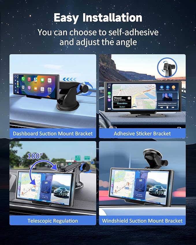 Largest 11.5"Wireless Apple CarPlay Screen for Car–Portable Carplay & Android Auto Touchscreen Car Stereo with App Control, 4K Dash Cam, Backup Camera, GPS, Mirror Link, Voice Control,for All Vehicles