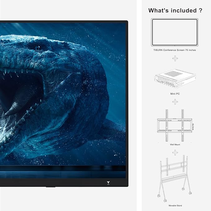 TIBURN HQ Board 75" R2 MAX，Smart Board 4K UHD Touch Screen All-in-One Computer for Office and Classroom with Windows 11 Pro & Open App Ecosystem