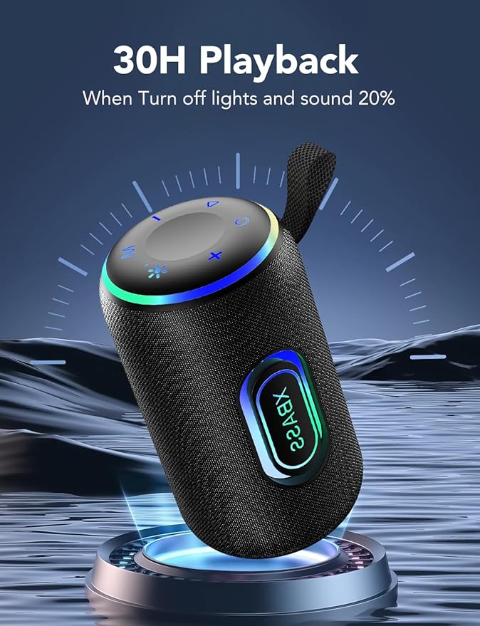 Portable Bluetooth Speaker, Bluetooth 5.4 Speaker, 30W Dual Speaker, 2.0 Channel, Deep Bass, 30H Playtime, Colorful RGB Lights, IPX7 Waterproof, TWS pairing for Outdoor/Home, Gift Ideas (army green)