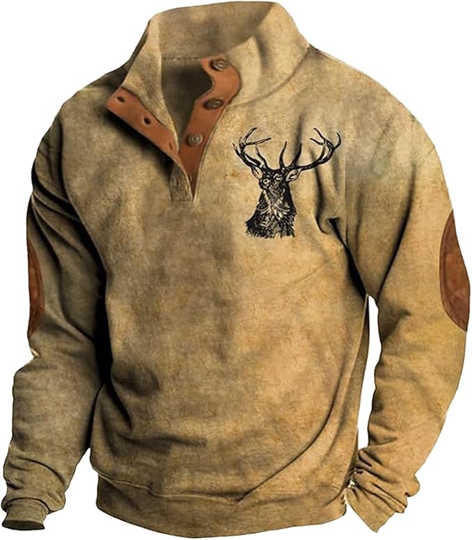 Western Sweatshirts for Men Aztec Retro Pullover Quarter Zip Sweatshirt Mens Stitching Color Fleece Sweatshirt