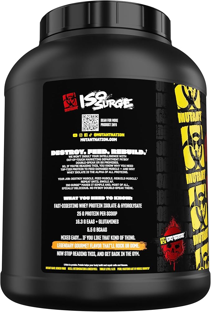Mutant ISO Surge Whey Protein Isolate Powder Acts Fast to Help Recover, Build Muscle, Bulk and Strength (5 Pound, Big Orange Creamsicle)