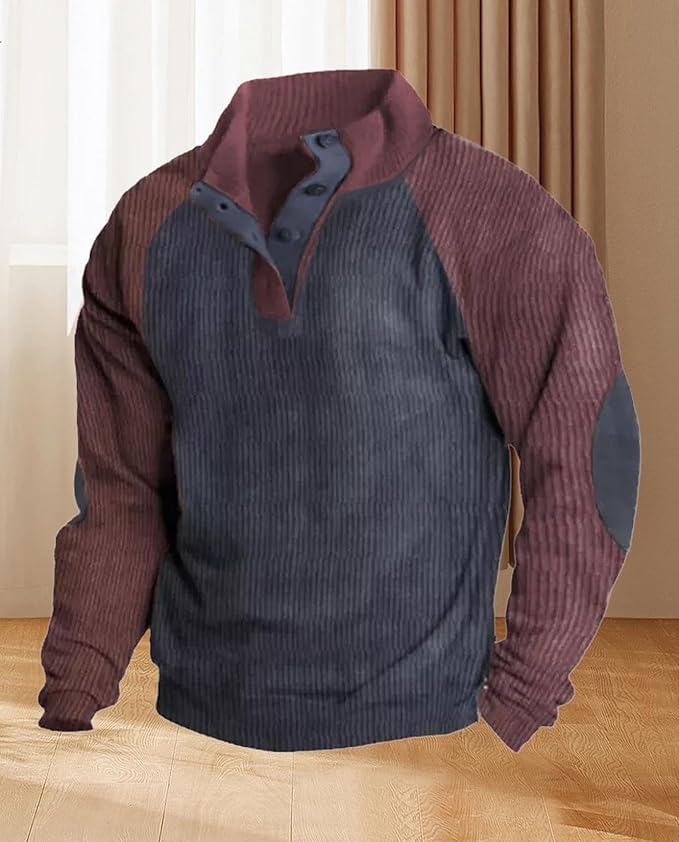 Western Sweatshirts for Men Aztec Retro Pullover Quarter Zip Sweatshirt Mens Stitching Color Fleece Sweatshirt