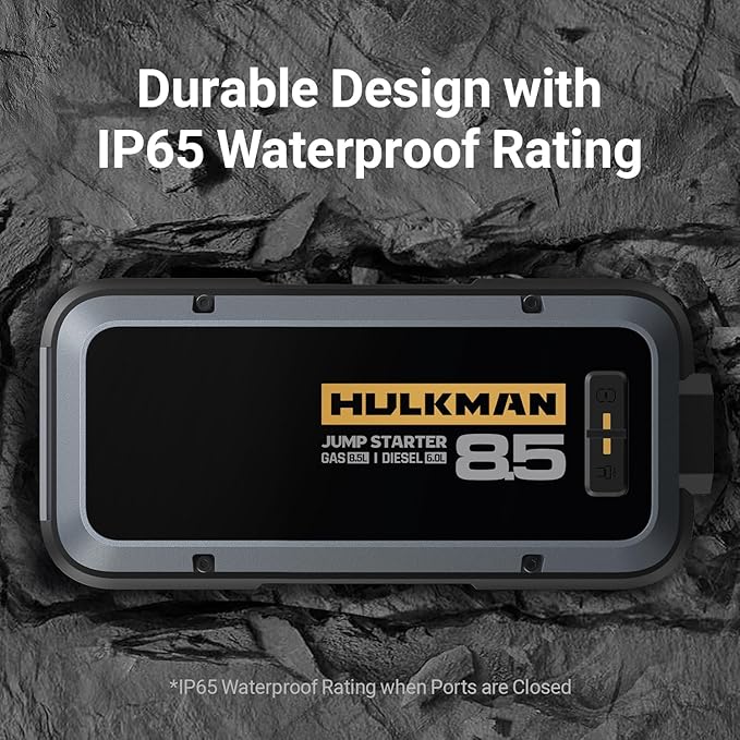 Hulkman Alpha85S,Space Gray, 2000A 74Wh Smart Jump Starter with -40℉ Start Tech, 12V Portable Car Battery Booster, 3.3" LED Display, USB-C Power Pack, Jumper Cables for up to 8.5L Gas/6.0L Diesel
