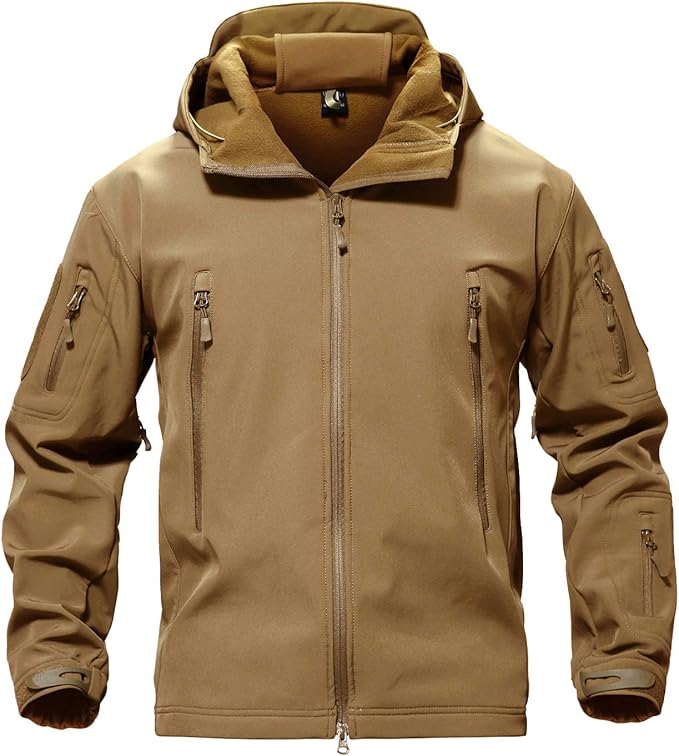 TACVASEN Men's Special Ops Military Tactical Soft Shell Winter Warm Fleece Lined Jacket Rain Hood Coat Hiking Snowboard
