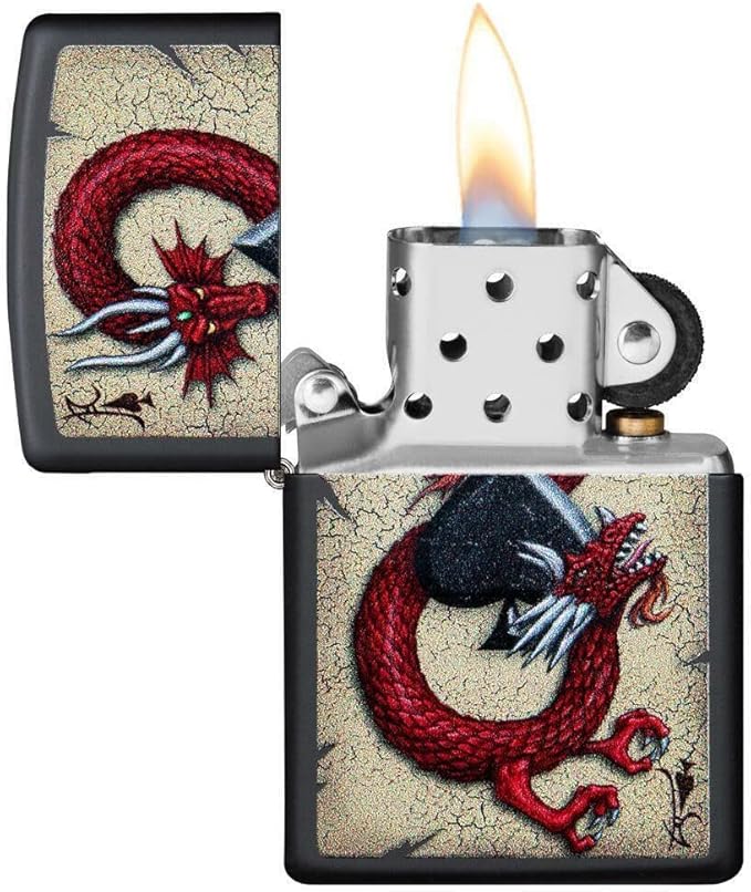 Custom Personalized Classic Dragon Designs Zippo Windproof Lighter Engraving - Christmas, Halloween & Valentines Day Gift (Black #29839)