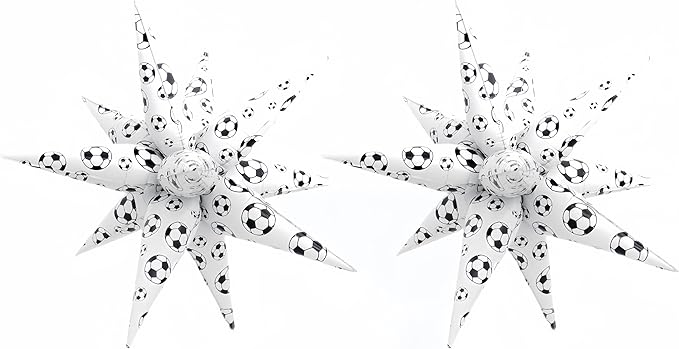 4D Soccer Ball Balloons 32 Inch/Black White Soccer Explosion Star Foil Balloons for Boys Men Father’s Day/World Socce Cup Party Supplies for Football Lover/Soccer Parade Float Birthday Sports Party