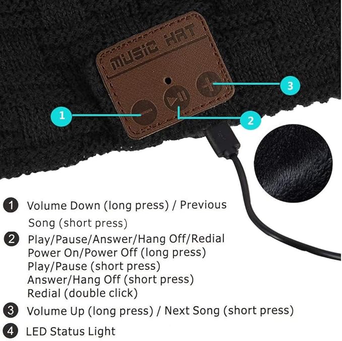 Bluetooth Beanie For Women Men Wireless Hat with Headphones Music Winter Hats Smart Beanies Headset Warm Musical Headphone with Built-in Mic Handsfree for Skiing Skateboarding Jogging Boys Girls