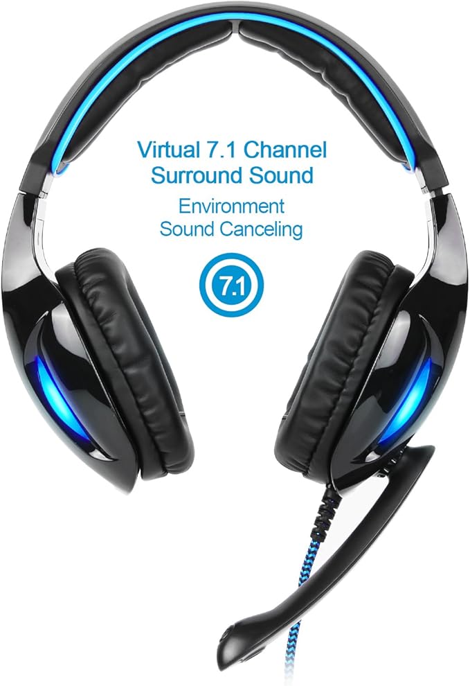 SADES SA902 7.1 USB Surround Sound PC Headsets Over-Ear Gaming Headphones with Microphone LED Light
