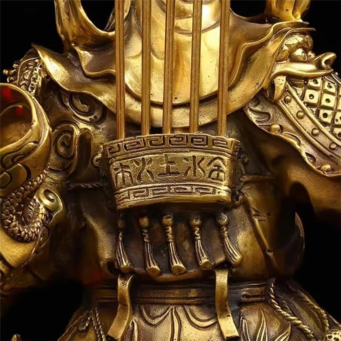 burid Pure Copper Chinese Feng Shui Guan Gong Statue God of Wealth Home and Office Decoration Wu God of Wealth Guan Yu Statue Best Furnishings Gifts, 21*15*48CM，4.5KG
